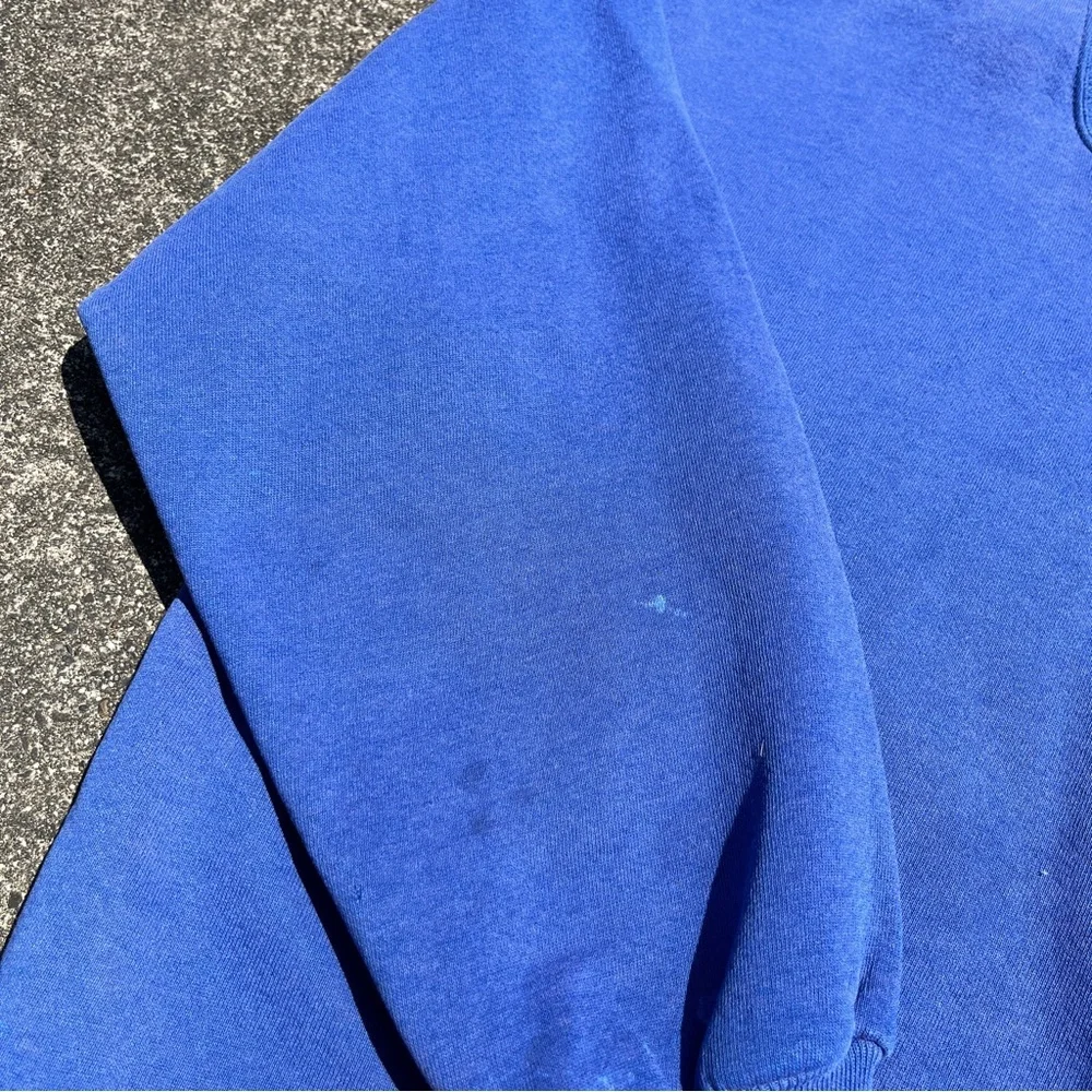 Vintage Blue Russel Athletics Crewneck Blank Sweatshirt Size Large distressed - Picture 4 of 7